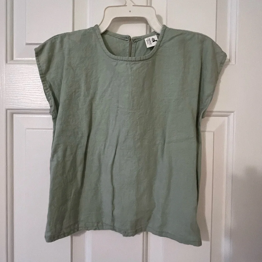 Therese Floral Green and Cream Linen Jumper& Top Girls size 8